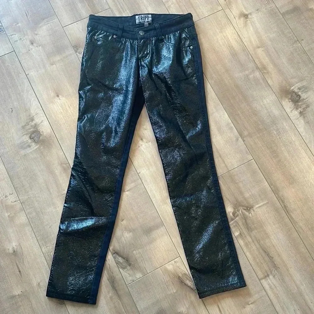 Tripp NYC 2-Tone Skinny Black Pants Twill Sz 25 / 1